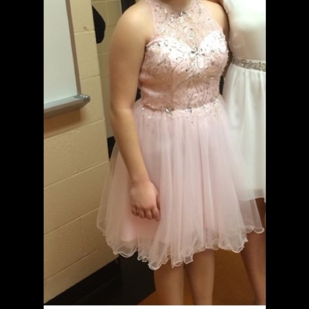 Light Pink illusion Homecoming Dress